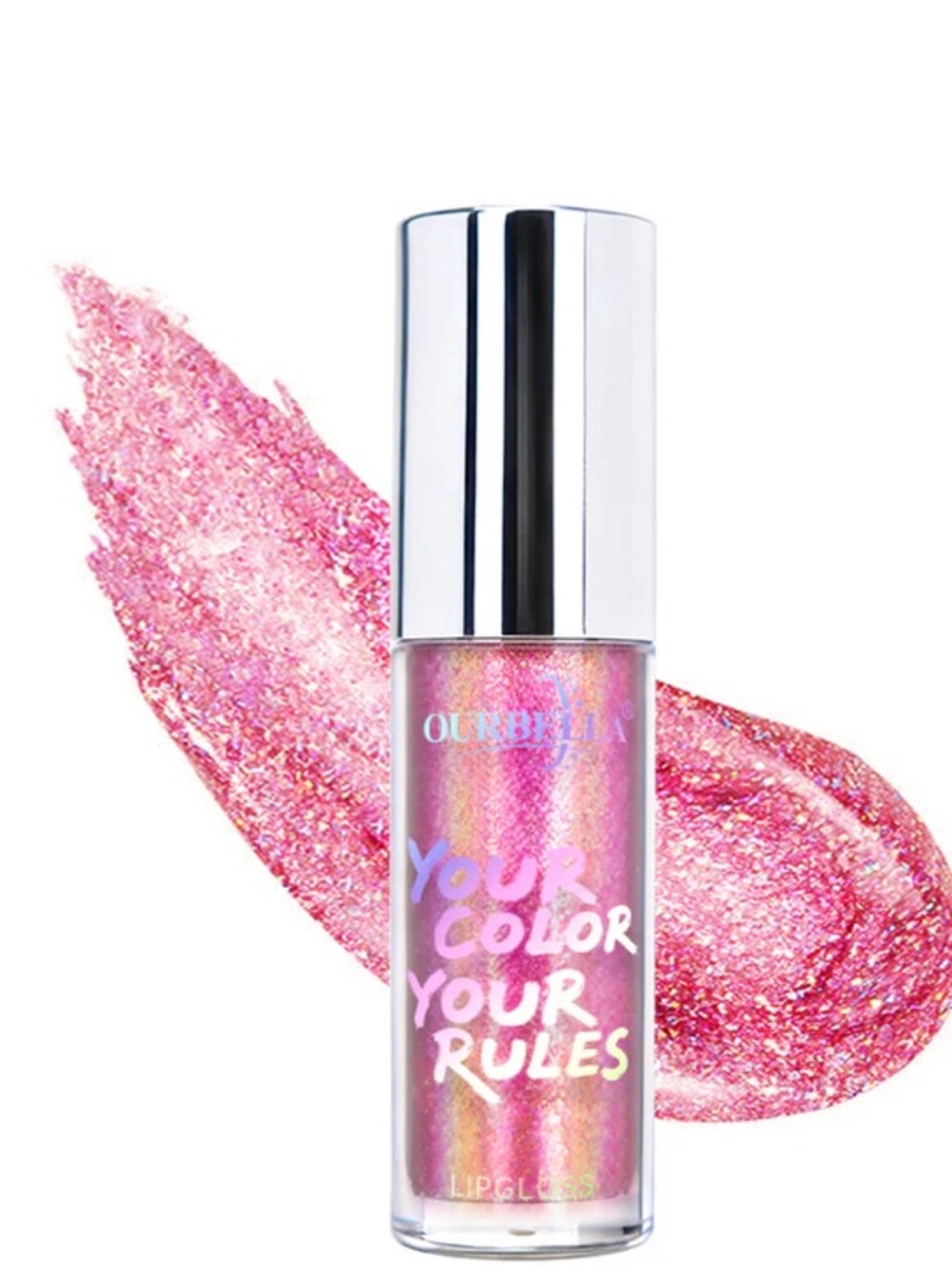 Pink Rave, NIB Ourbella Holographic Shimmer Hydrating Glitter Lip Gloss